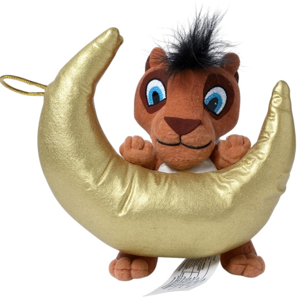 Disney Store Lion Cub Plush Gold Crescent Moon Hanging Ornament Brown Blue Eyes